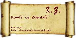 Kovács Zdenkó névjegykártya